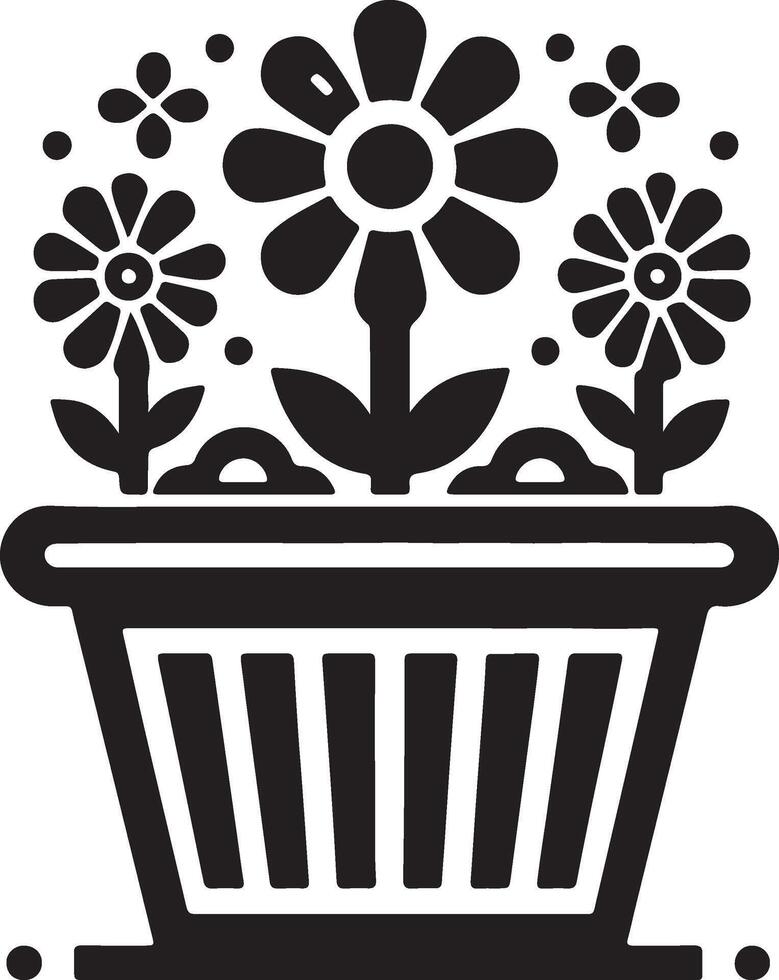 flower basket icon illustration vector