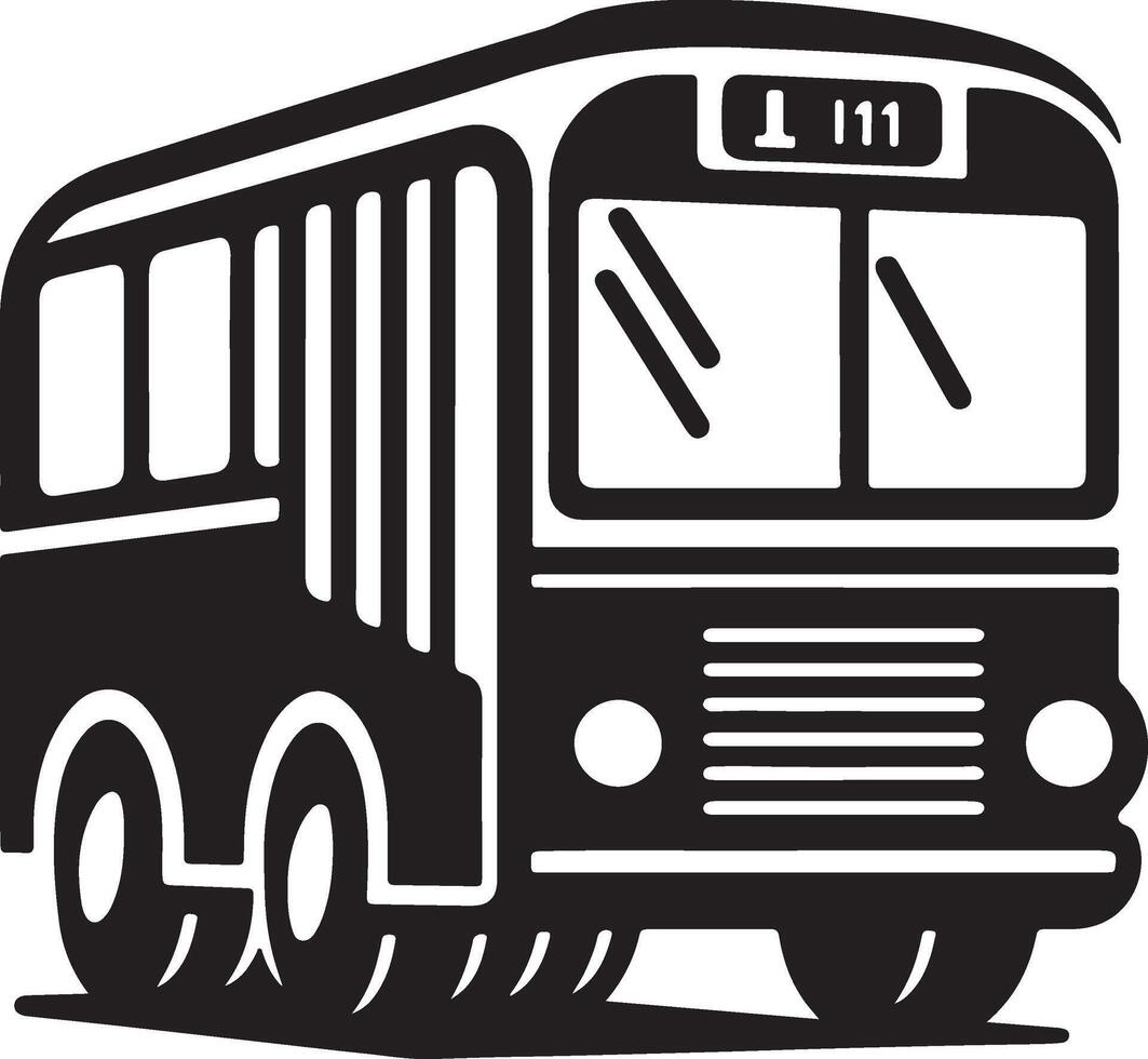 a black and white bus icon on a white background vector