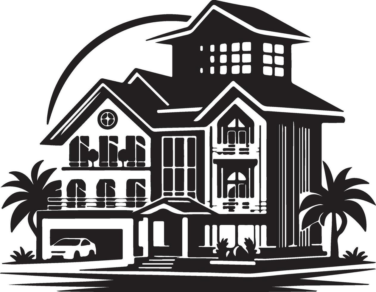 black and white illustration of a house vector