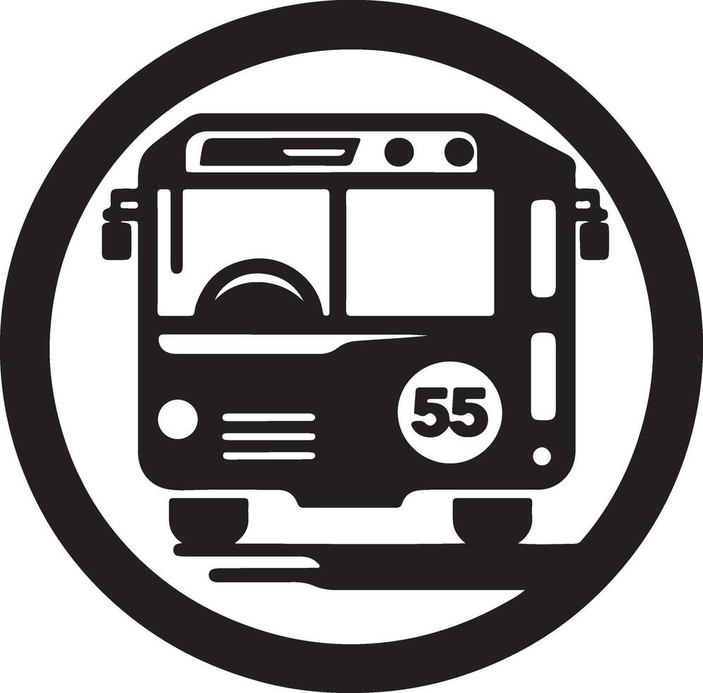 a black and white bus with the number 55 on it vector