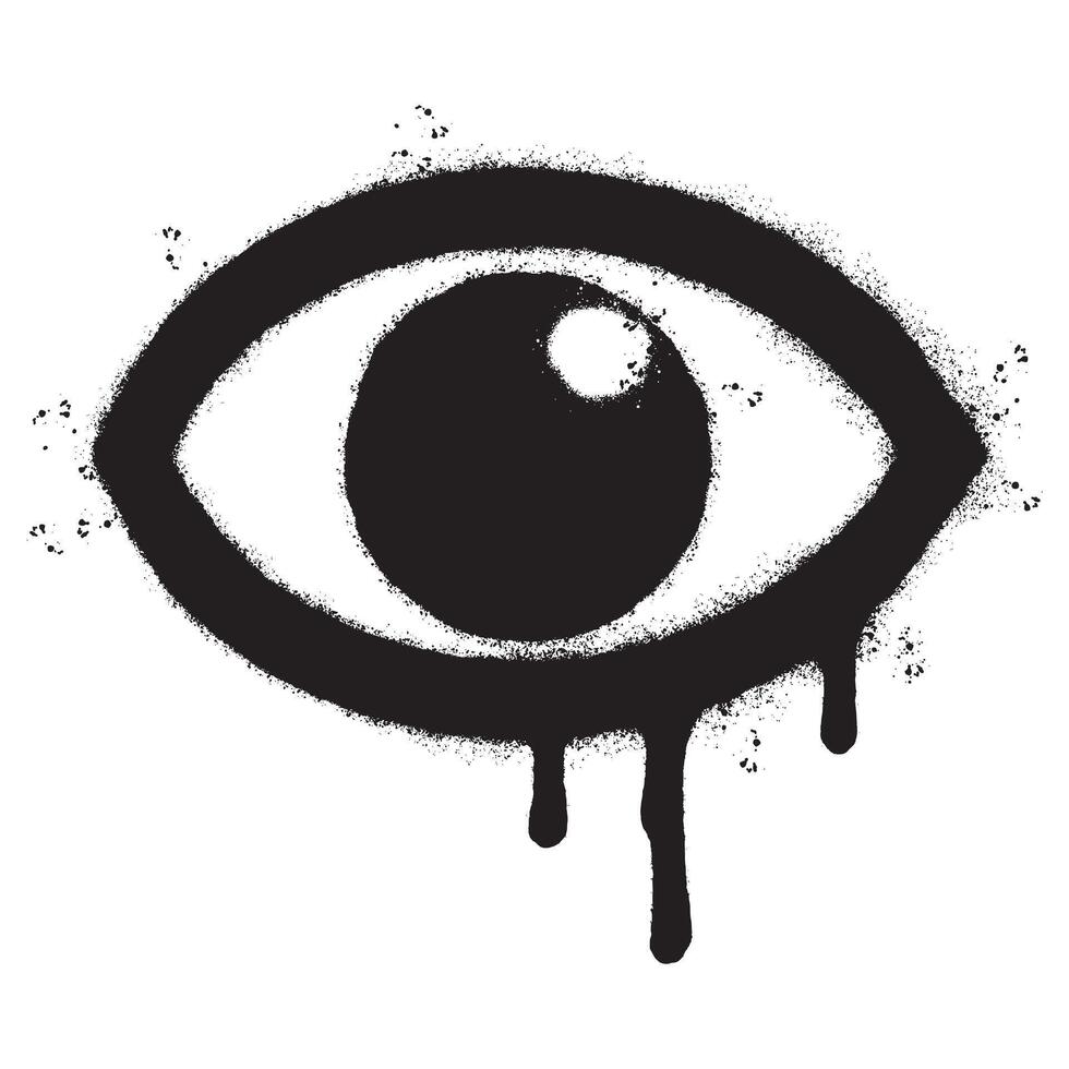 Spray Painted Graffiti eye icon isolated on white background vector