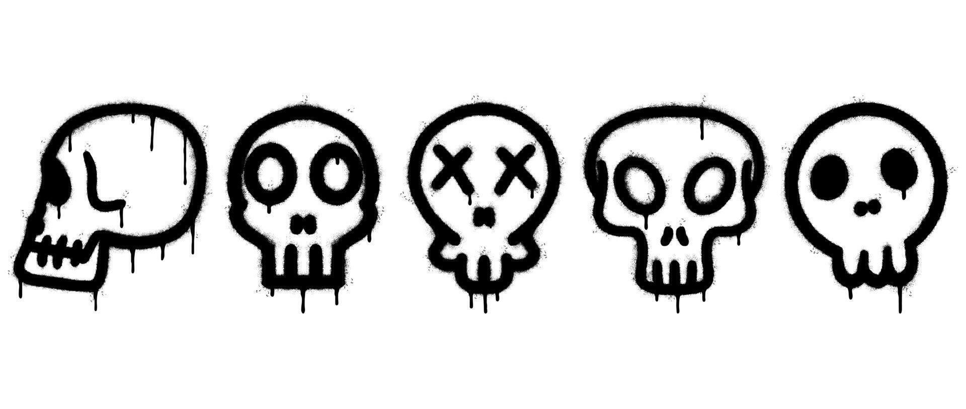 Set of graffiti spray paint skull icon. design elements for banner, flyer, street art, cards, poster, and ads. vector