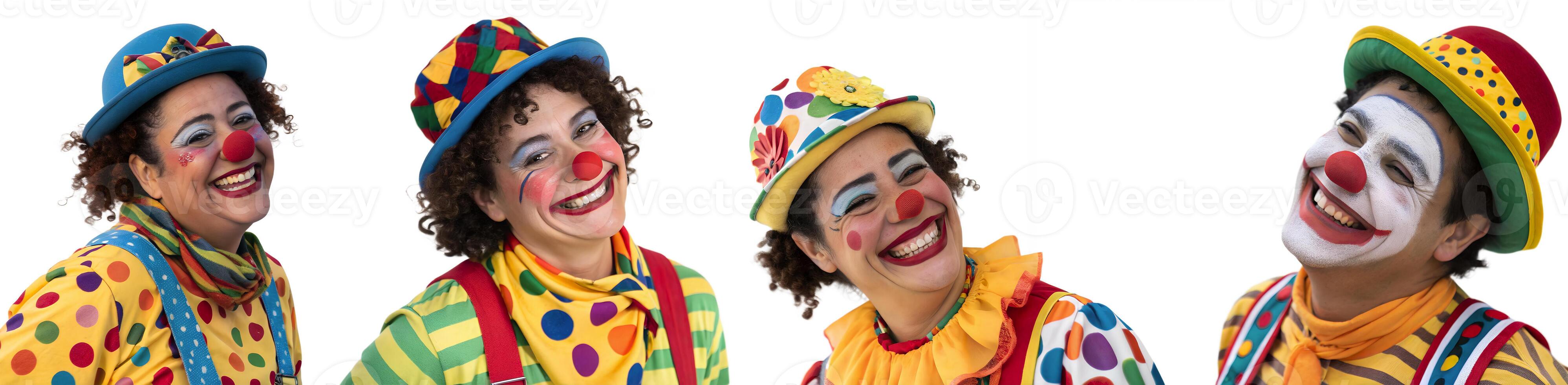 Set of clown portraits on white background. photo