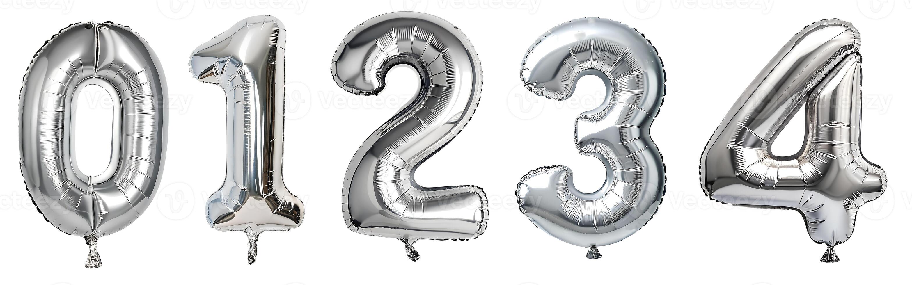 Balloons with silver numbers on a white background photo