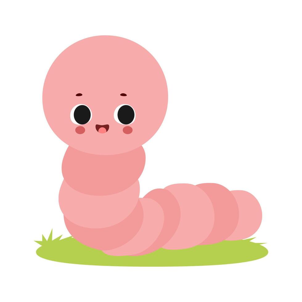 Cute pink worm illustration isolated on white background vector