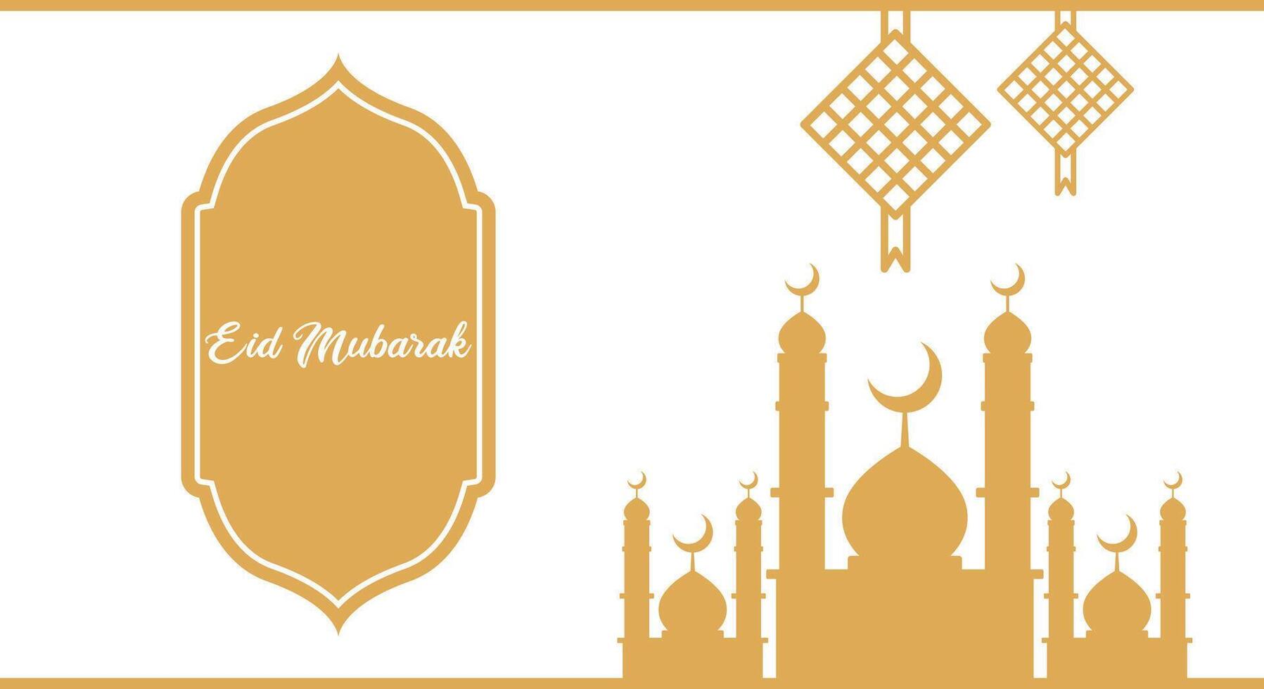 eid mubarak islamic background design template for greeting card vector