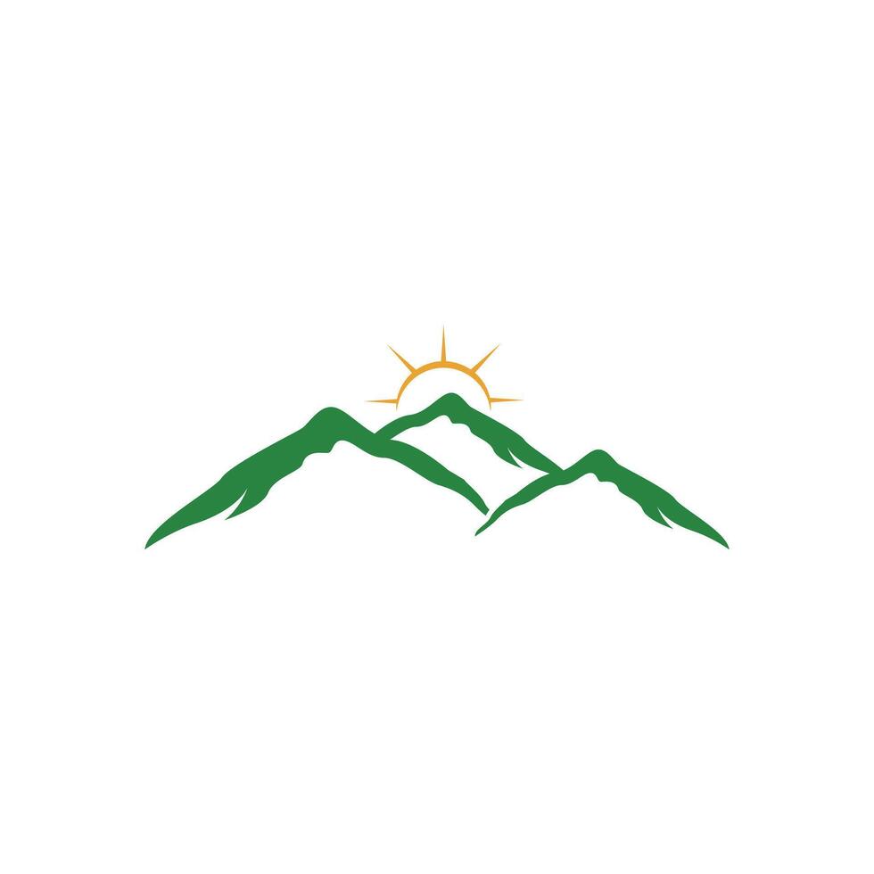 green mountain sun logo design creative concept vector