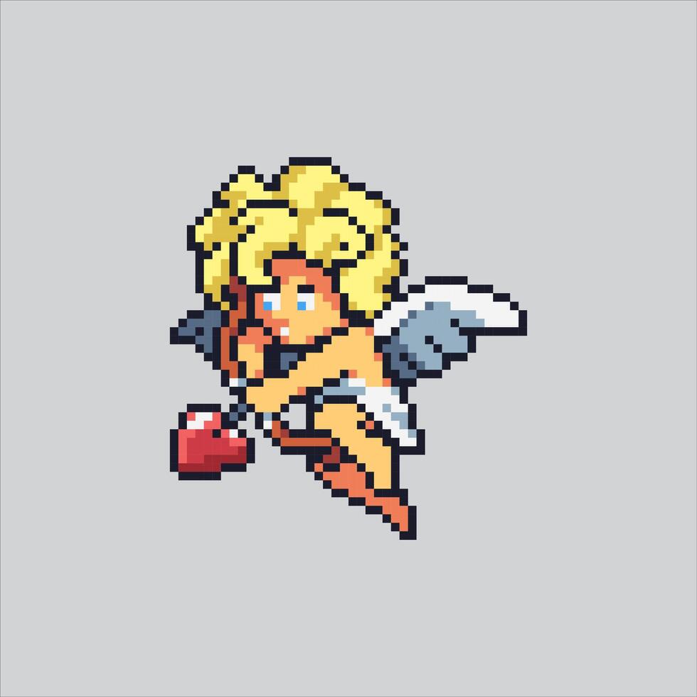 Pixel art illustration Cupid Angel. Pixelated Cupid Love. Cupid Love Angel Icon pixelated for the pixel art game and icon for website and game. old school retro. vector