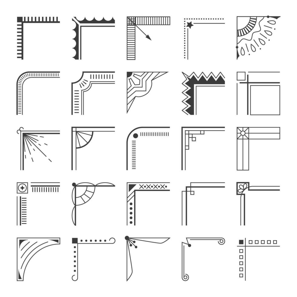 Set of geometric and ornamental corner decorations vector