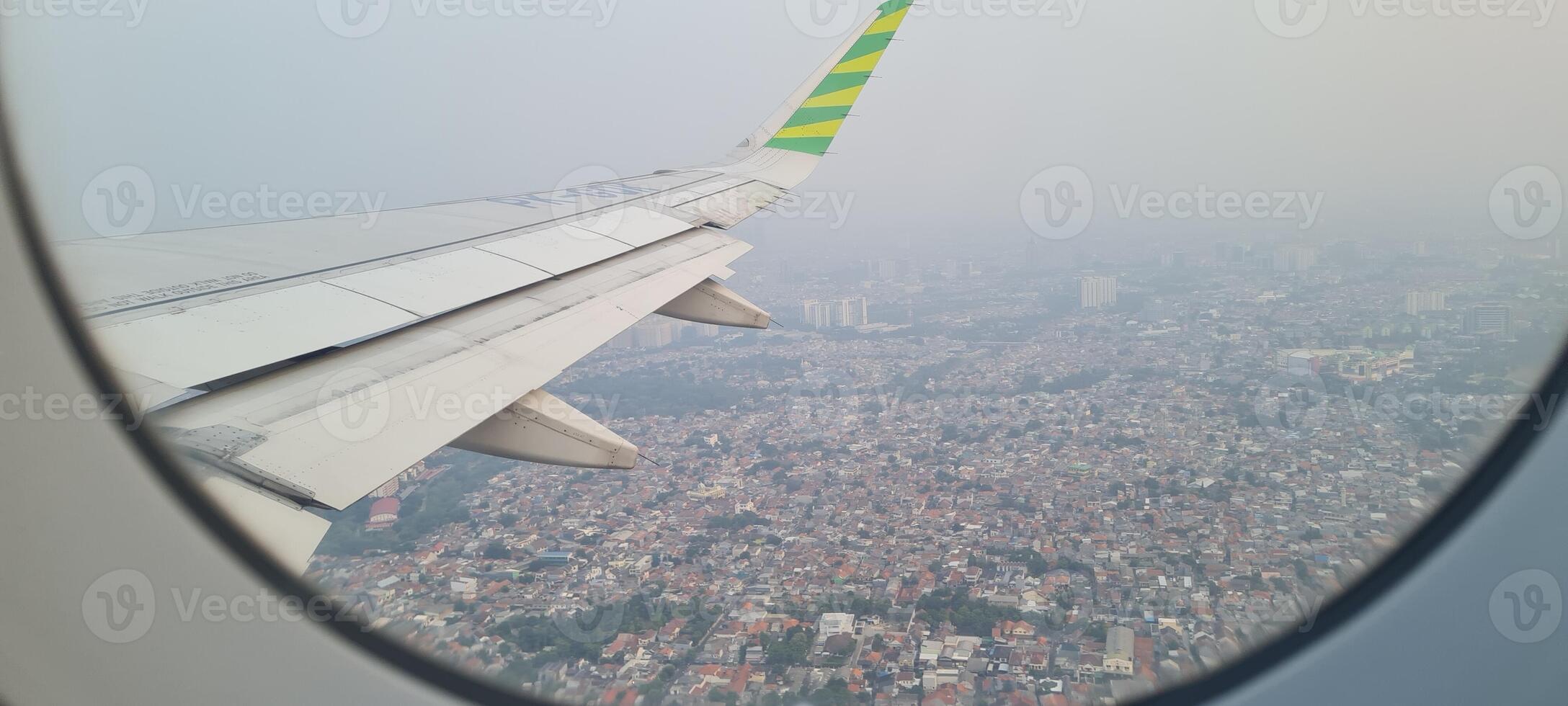 flying and wing of airplane photo
