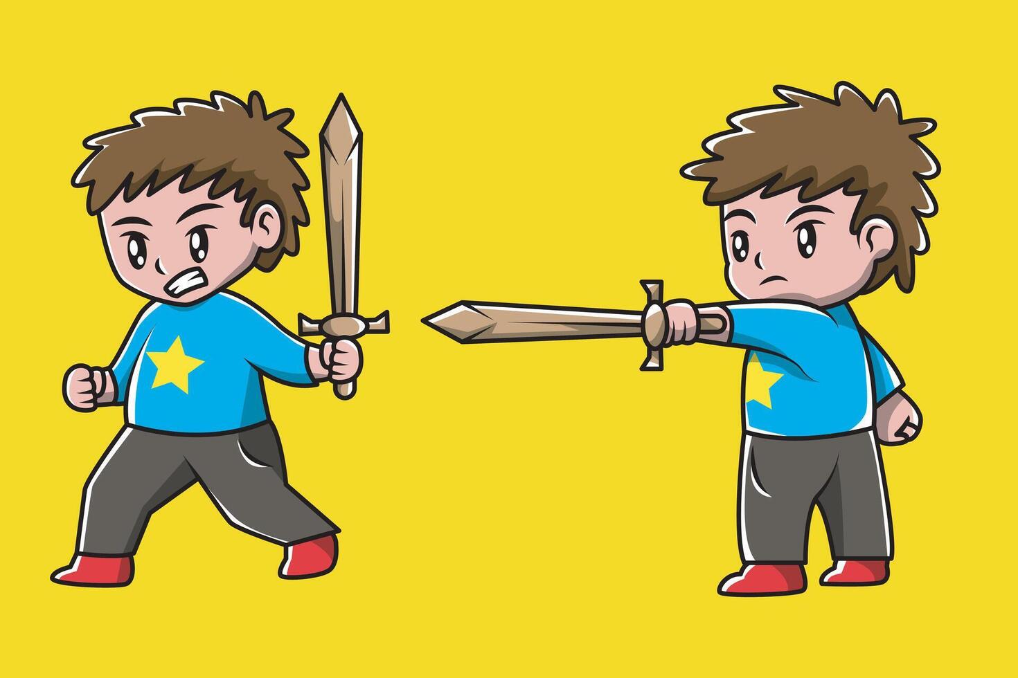 knight boy set. cartoon child playing vector