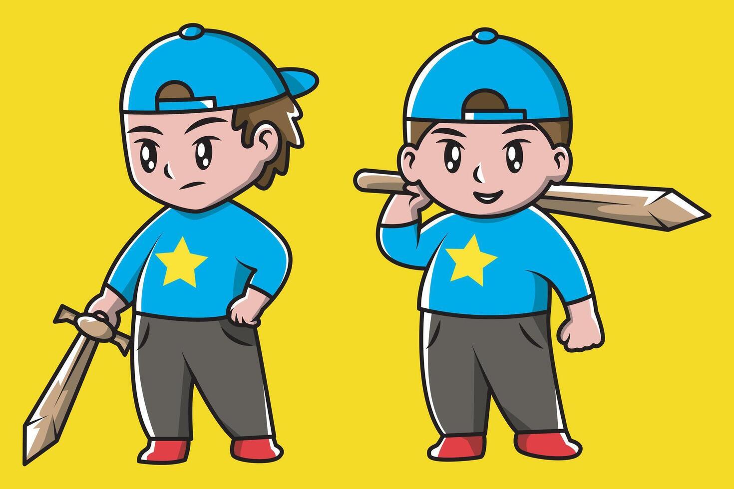 knight boy set with hat. cartoon child playing vector
