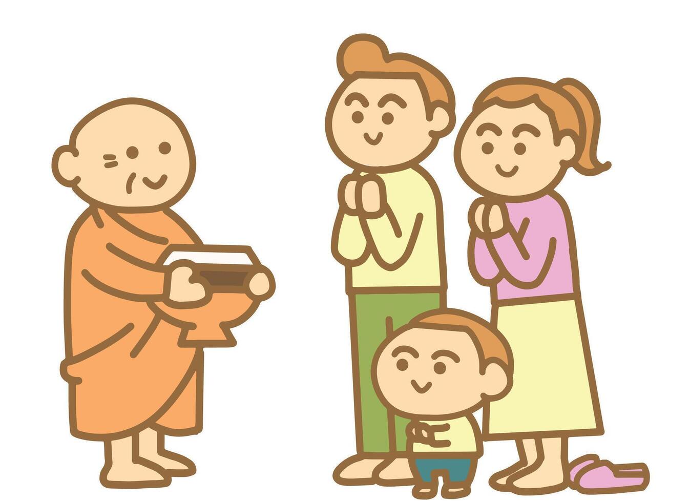 Family offering alms for clip art. vector