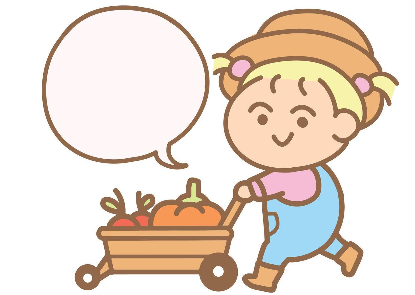 Farmer girl with cart for clip art vector