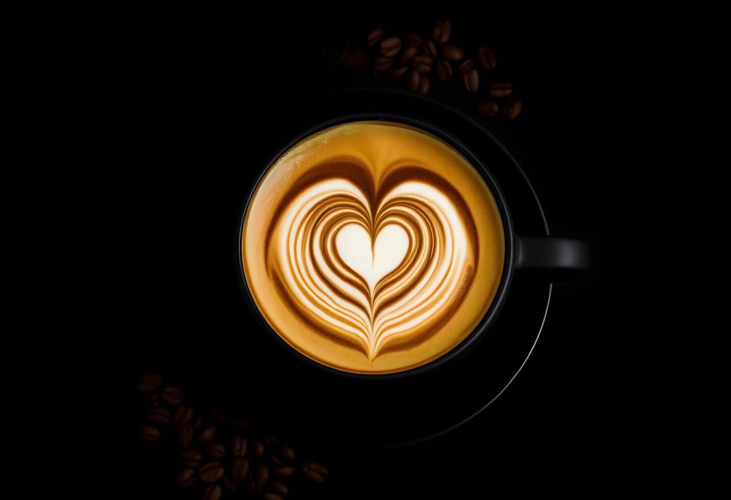 A cup of coffee with a heart shape in the foam photo