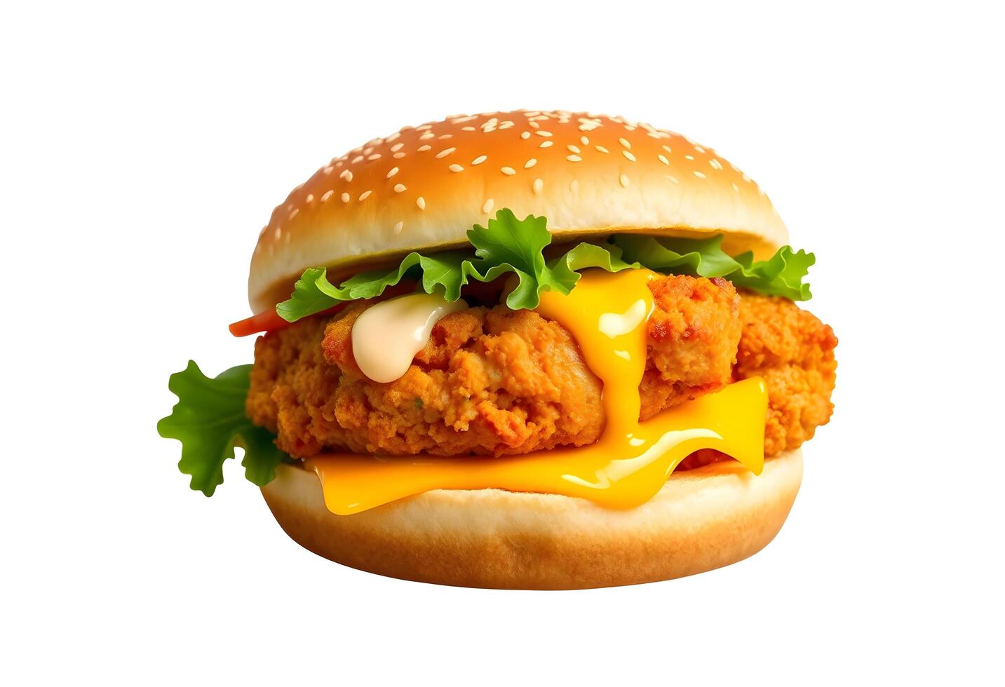 Juicy Crispy Chicken Burger with Melted Cheese photo