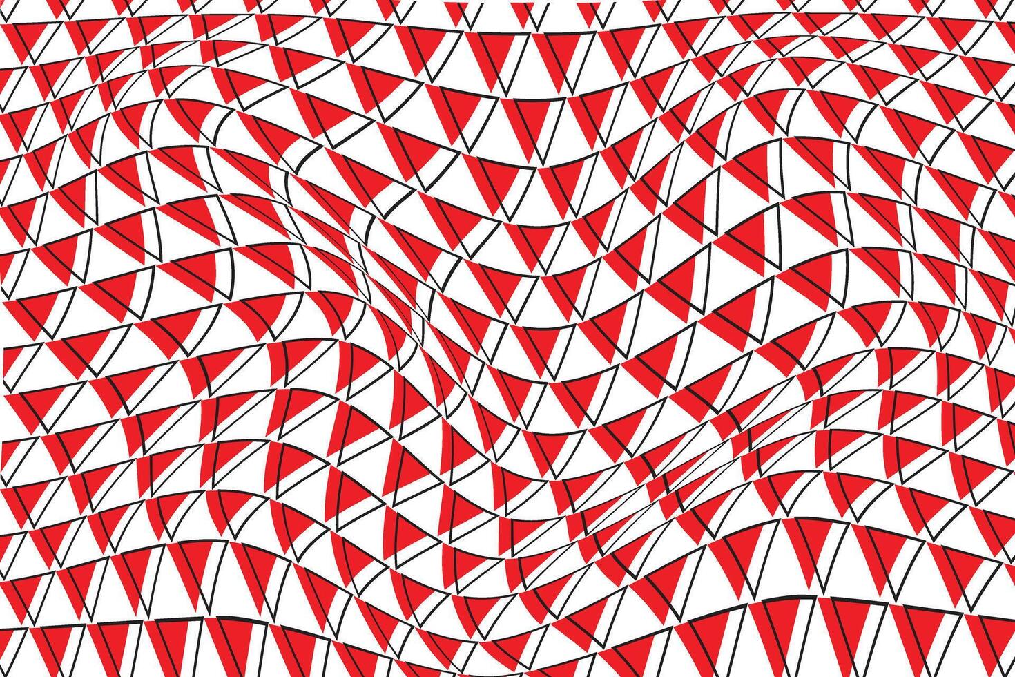 simple abstract red black color creative triangle wavy pattern that can be used as a background or texture distorted red and white triangular geometric pattern with optical illusion effect vector