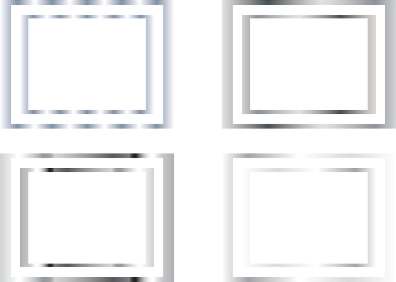 simple abstract creative silver color border frame design pattern art set of four silver and blue metallic square frames vector