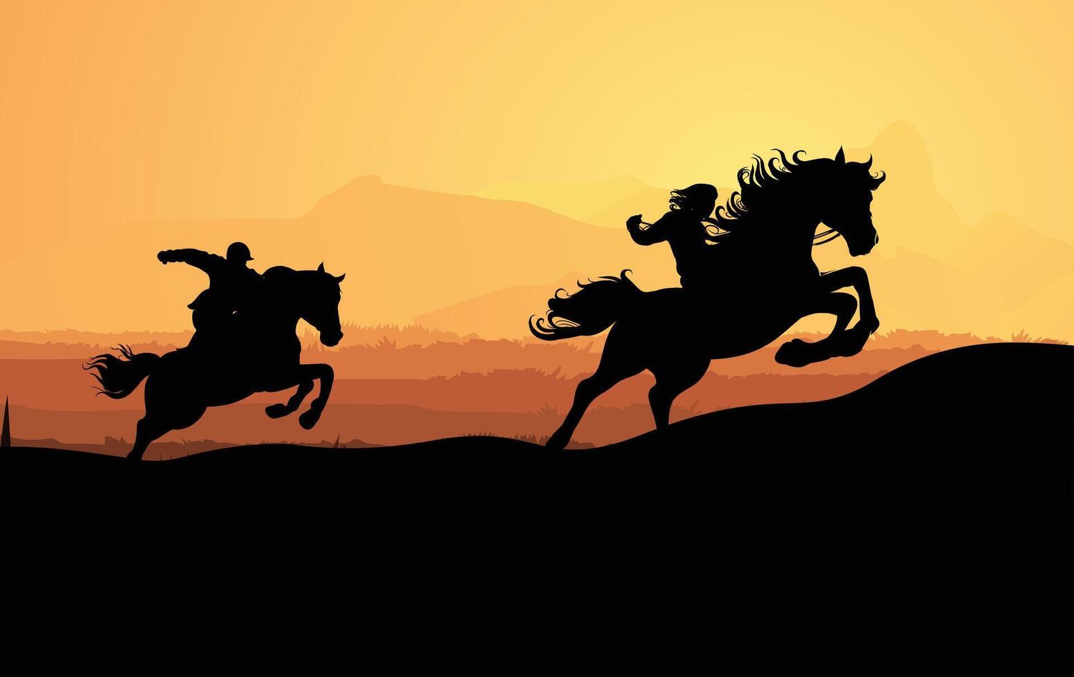 Horse Climbing silhouette set vector