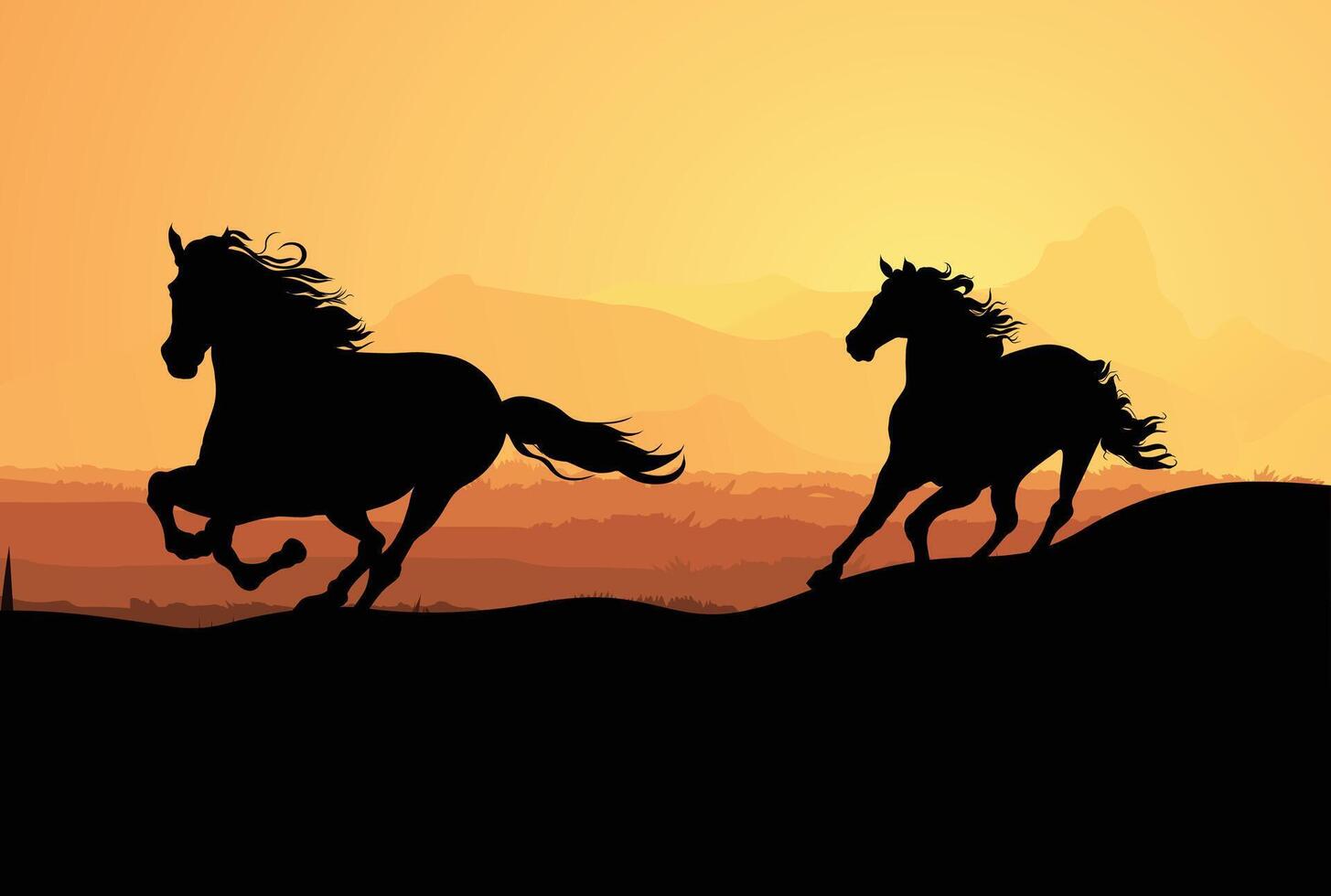Horses Running silhouette set vector