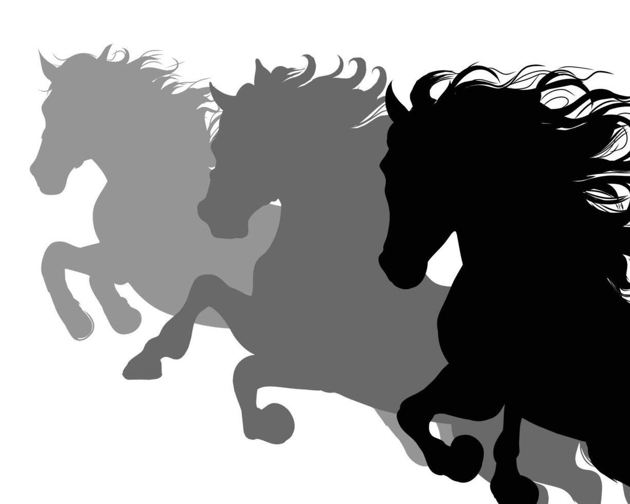 group ofHorses Silhouettes vector
