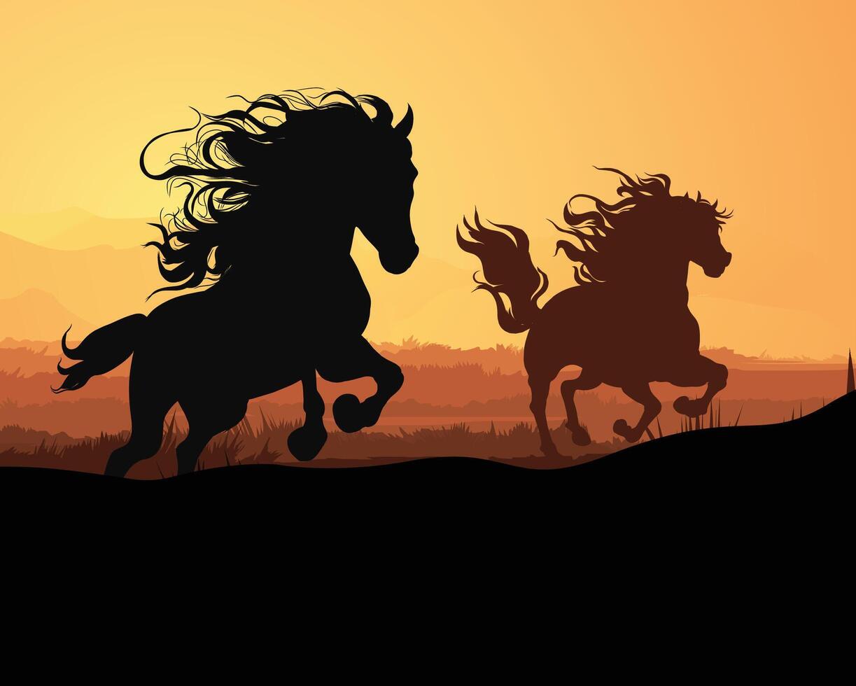Running group of Horses vector