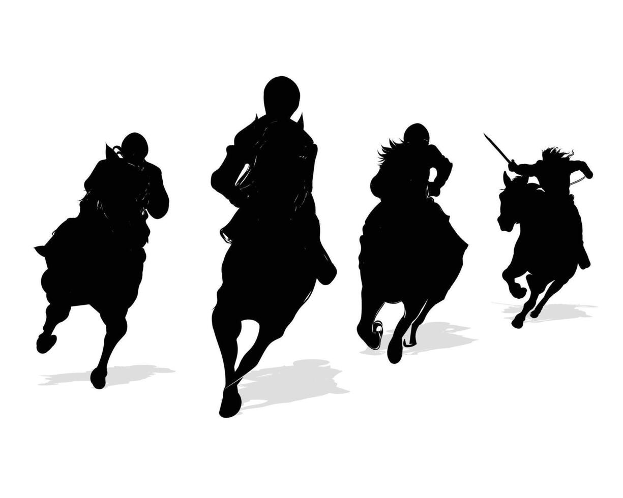 Horse Riders silhouette set vector