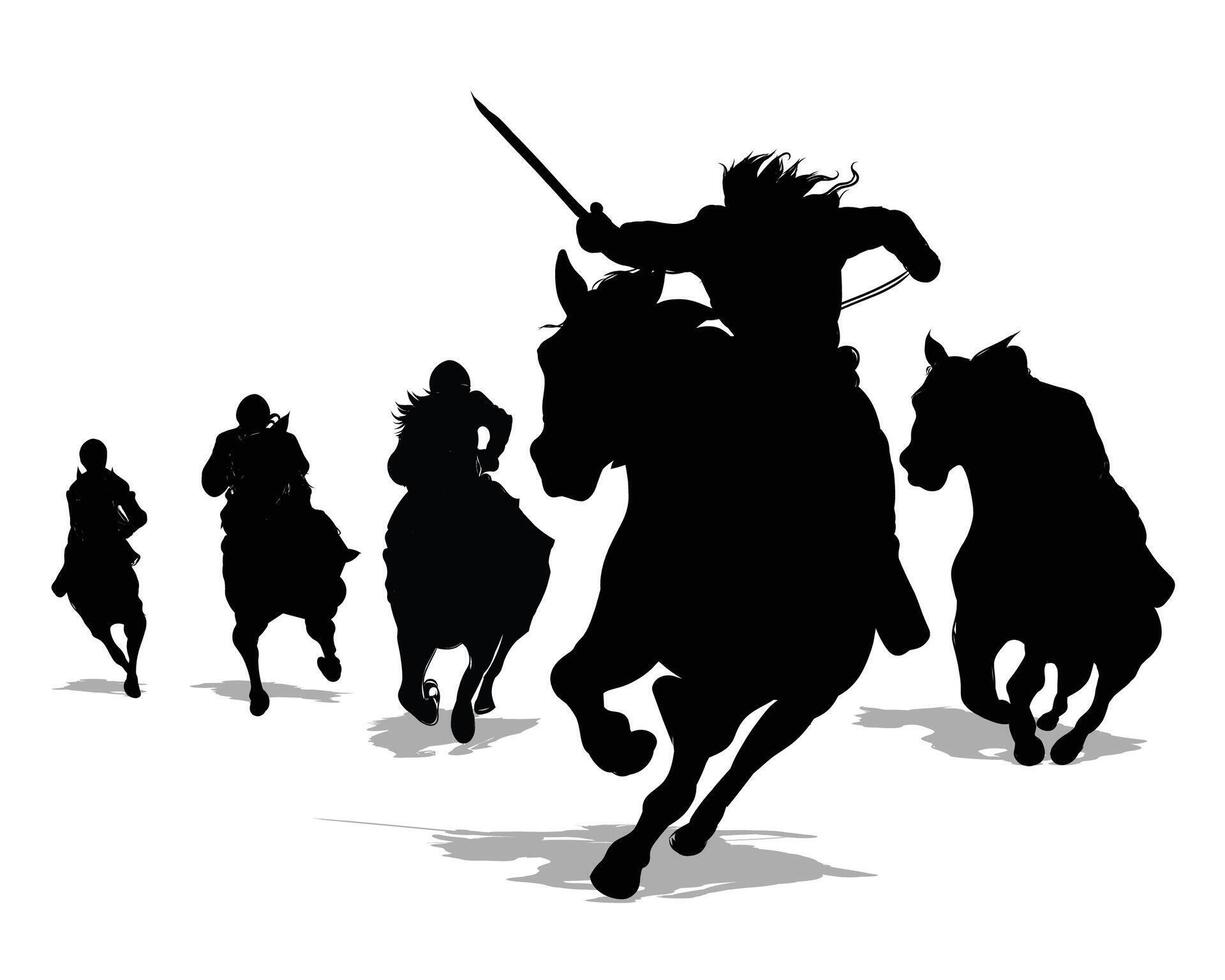 Horse Riders Sillhouette set vector