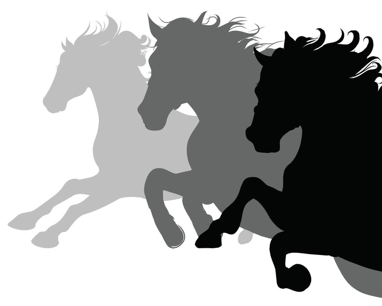 running Horses Silhouettes Sets vector