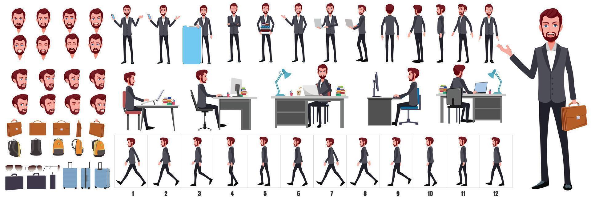 Semi cartoon Man Turn Arround vector