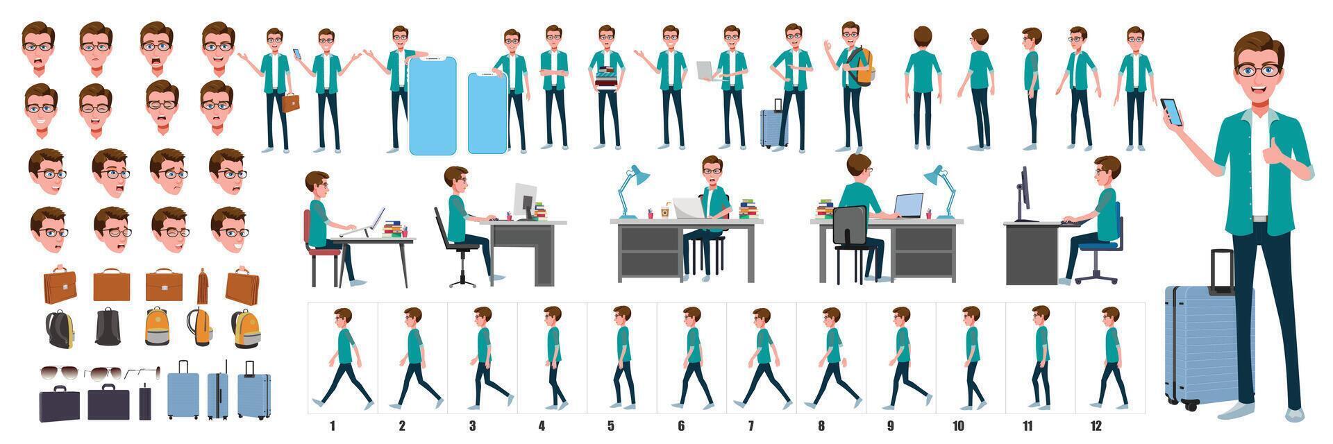 Young Man Model Sheet vector