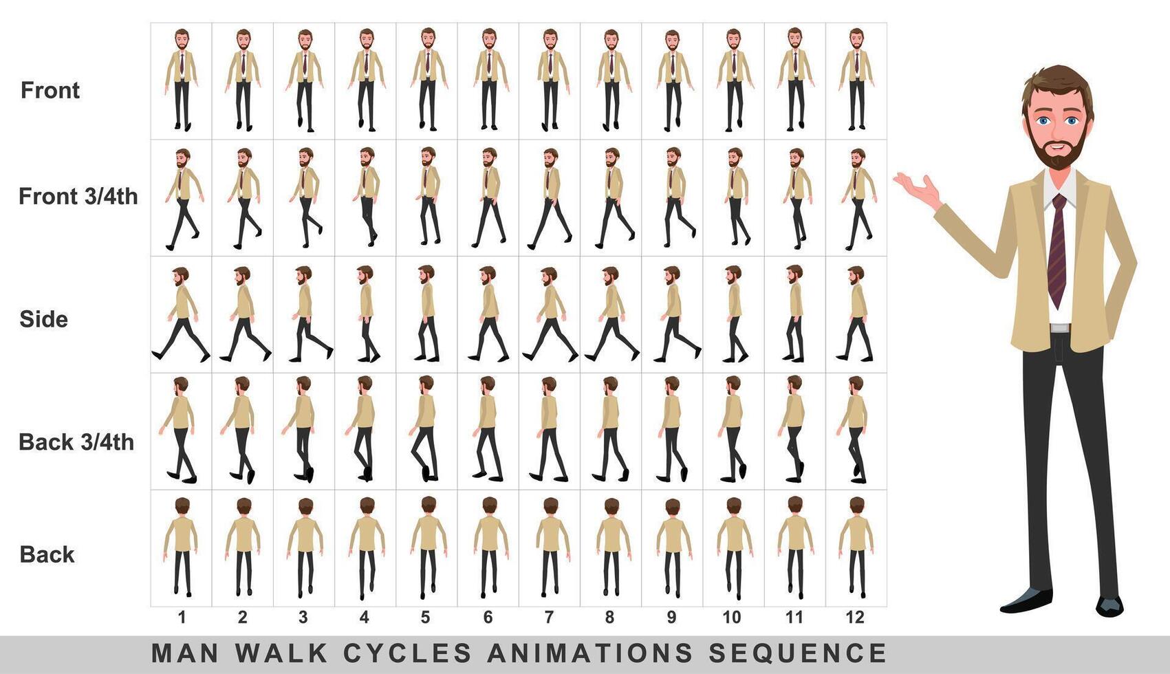 Businessman WalkCycles Sequence vector