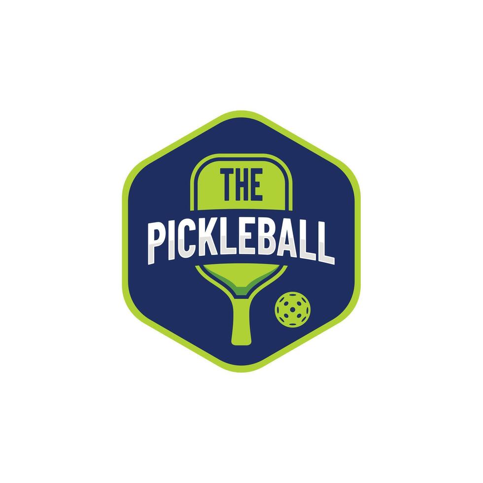 pickleball logo design light and dark green with hexagon vector