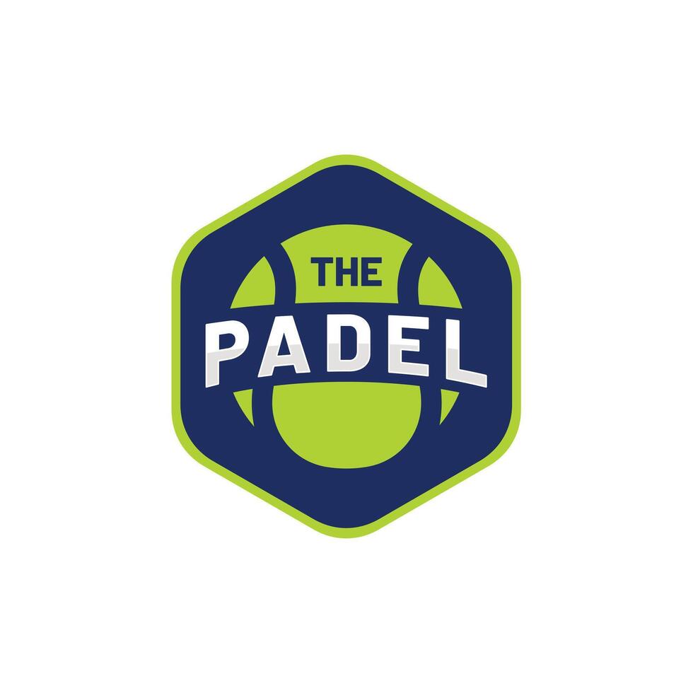 THE PADEL logo design in light and dark green with padel ball vector