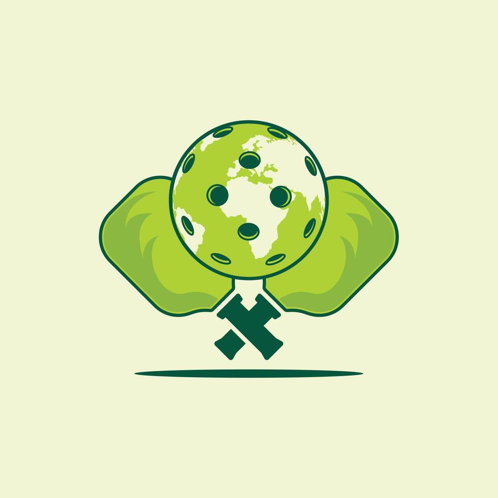 world pickleball, pickleball world ball, two pickleball paddles vector