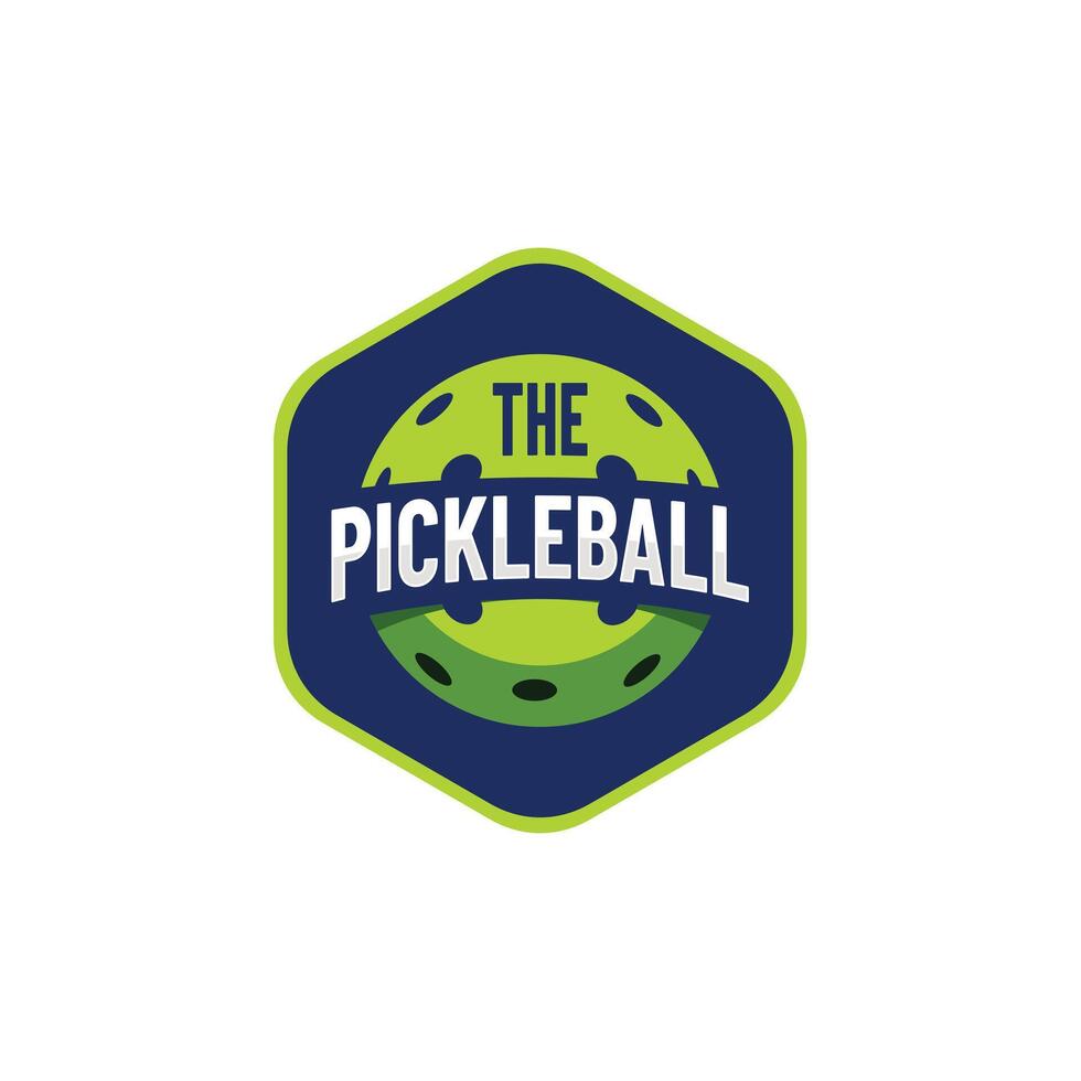 the pickleball logo design light and dark green with hexagon vector