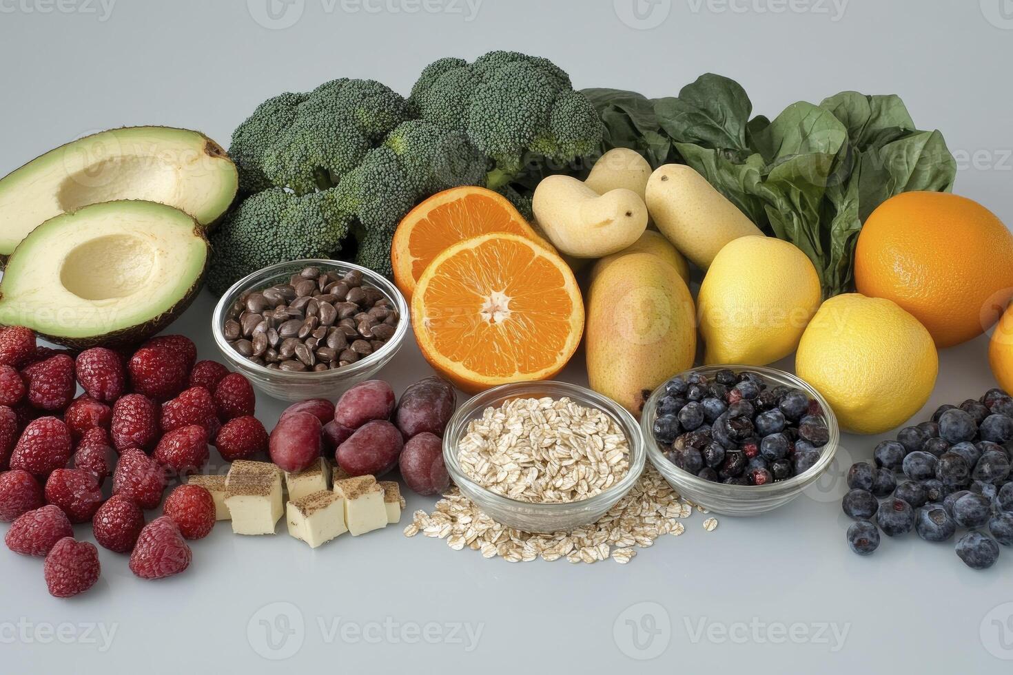 Variety of Fresh Fruits and Vegetables for a Healthy Diet Concept photo