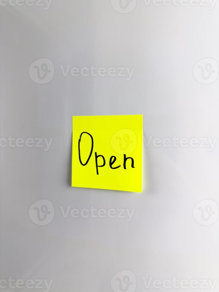 Simple design with the word Open, vertical photo