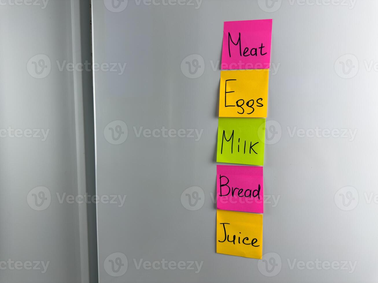 List of products that need to be bought at store for refrigerator photo
