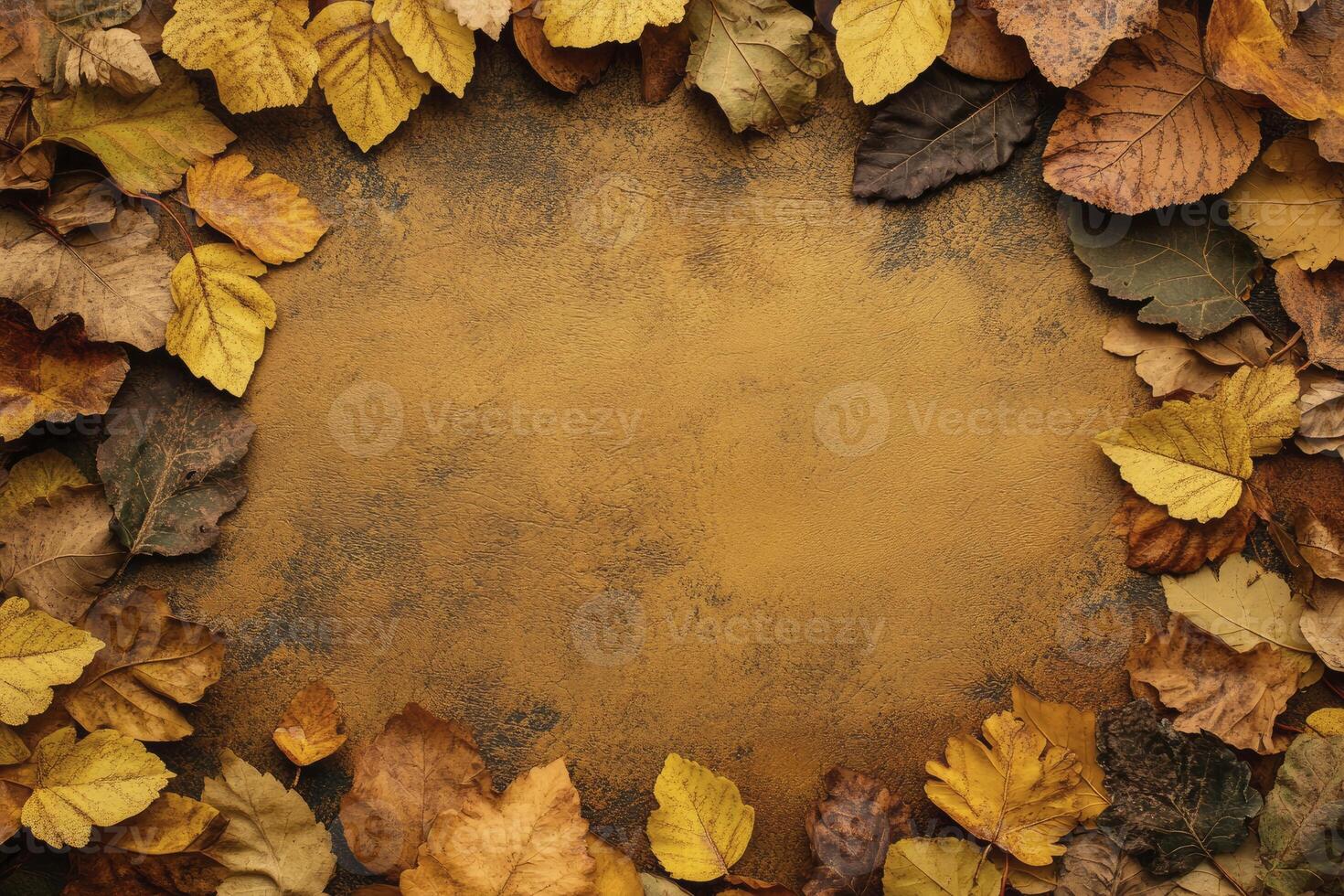 Autumn Leaves Frame on Textured Background for Fall Season Designs photo