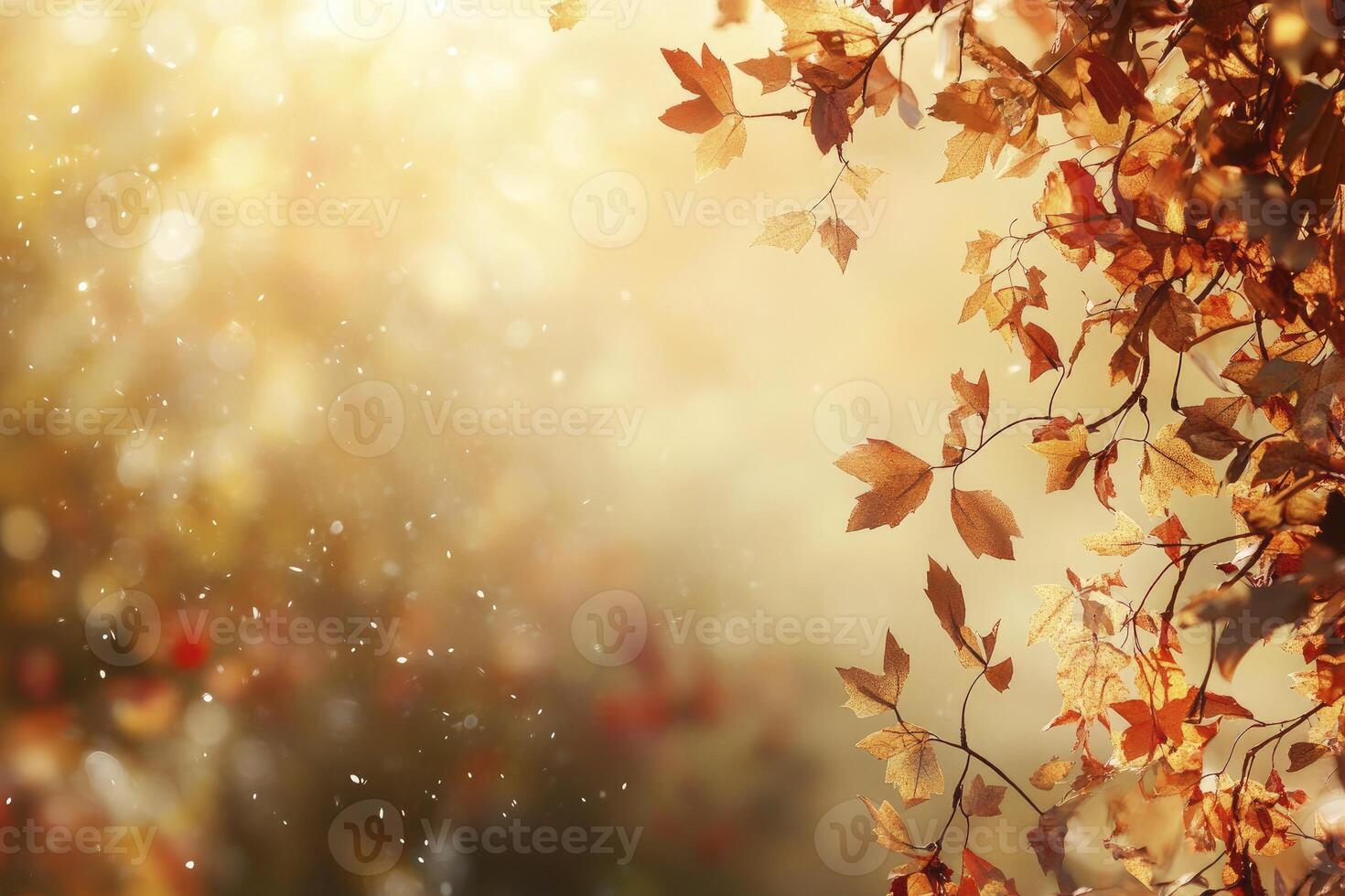 Golden Autumn Leaves and Sunlight Create a Warm and Dreamy Scene photo