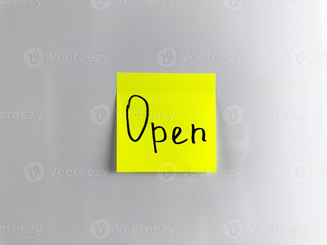 The sign open on white background photo