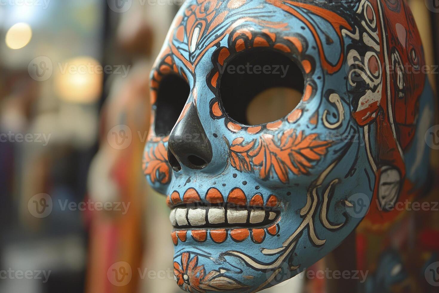 Ornate Day of the Dead Skull Mask for Halloween Celebrations photo