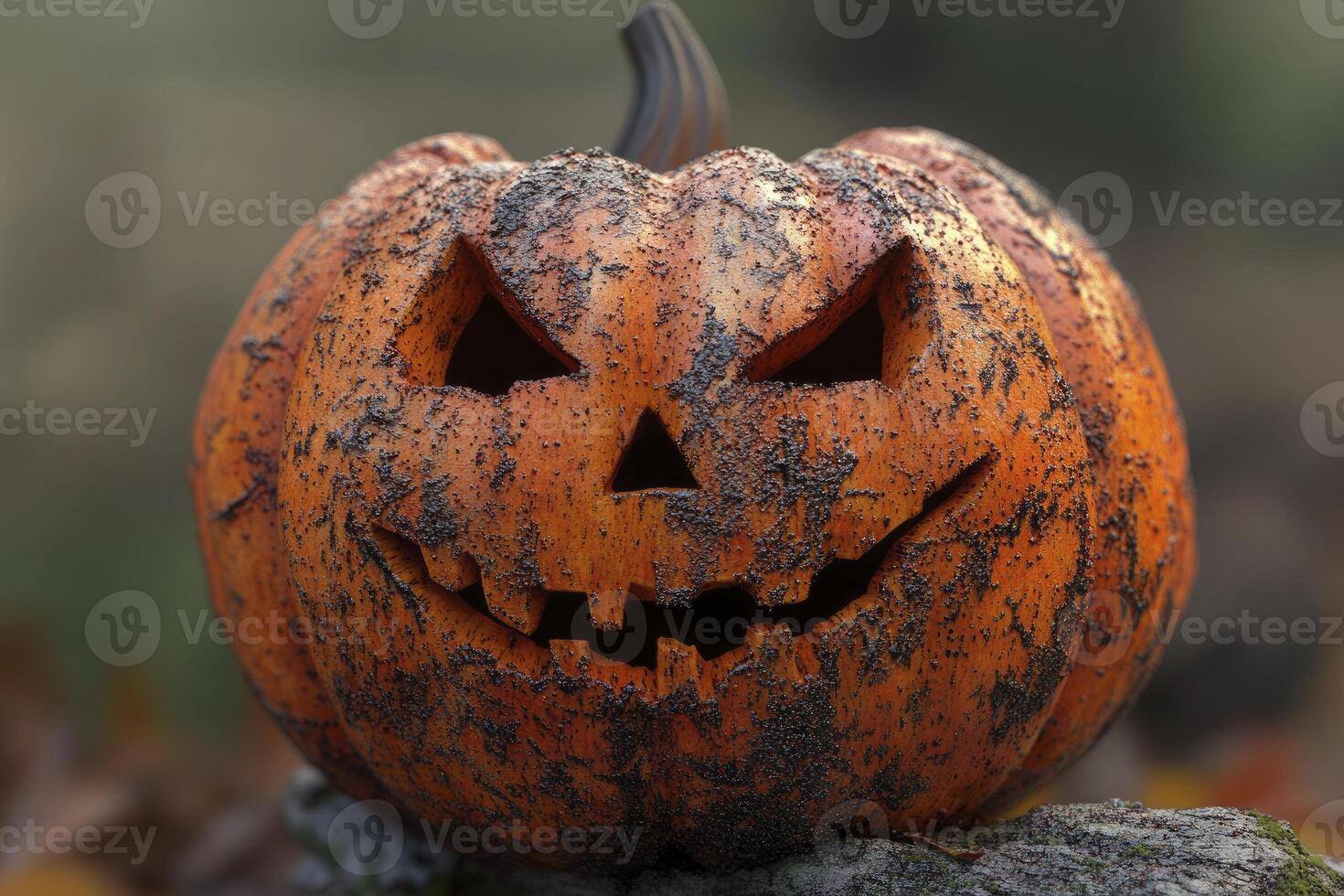 A halloween pumpkin with a face on it photo