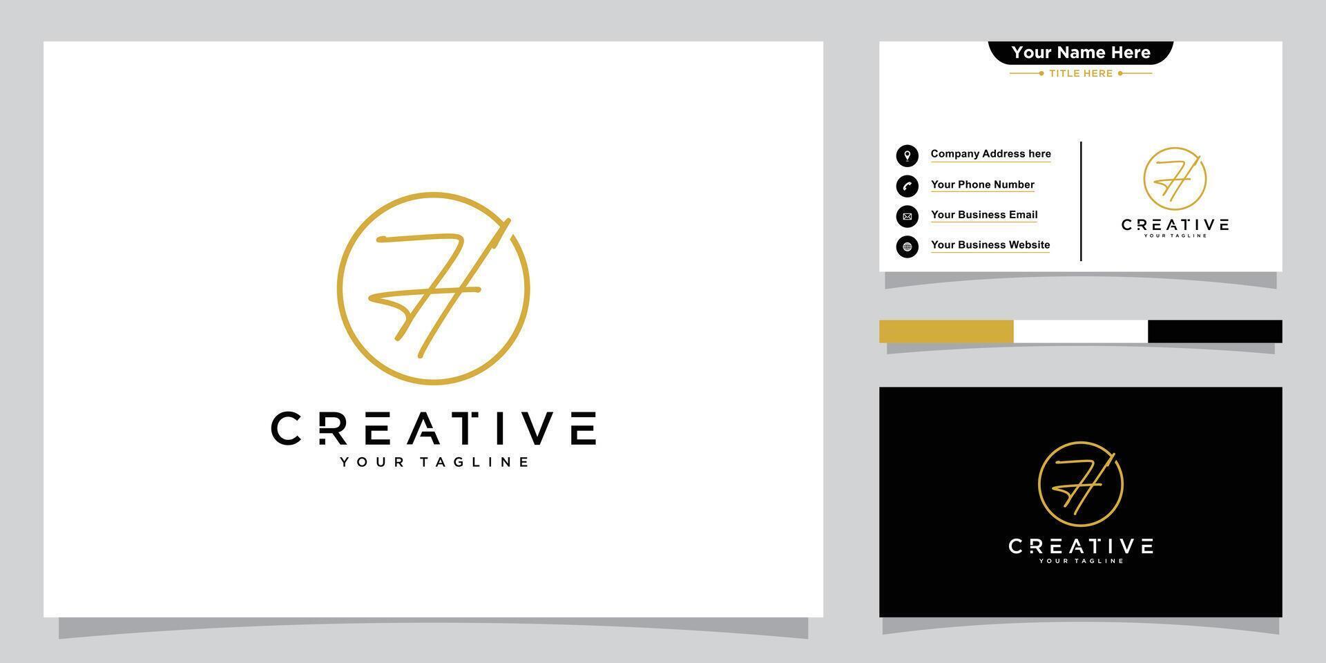 H Initial Handwriting logo template . vector