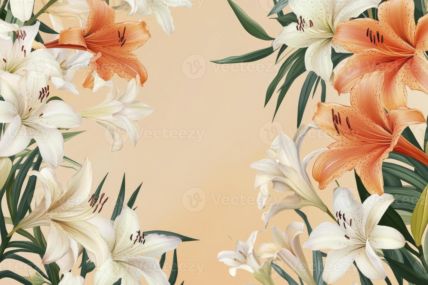 Elegant Lily Flower Arrangement with Space for Text or Design photo