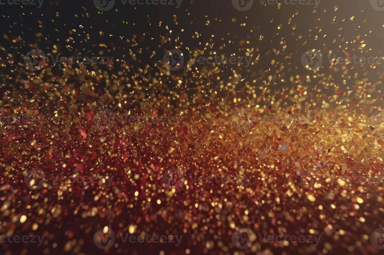 Glittering Gold Particles Flowing and Dispersing in the Air As Festive Background photo