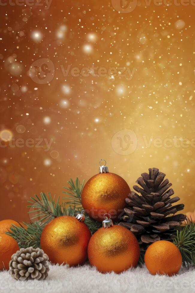 Festive Christmas Ornaments with Snowflakes and Pine Cones on Soft Fluff photo