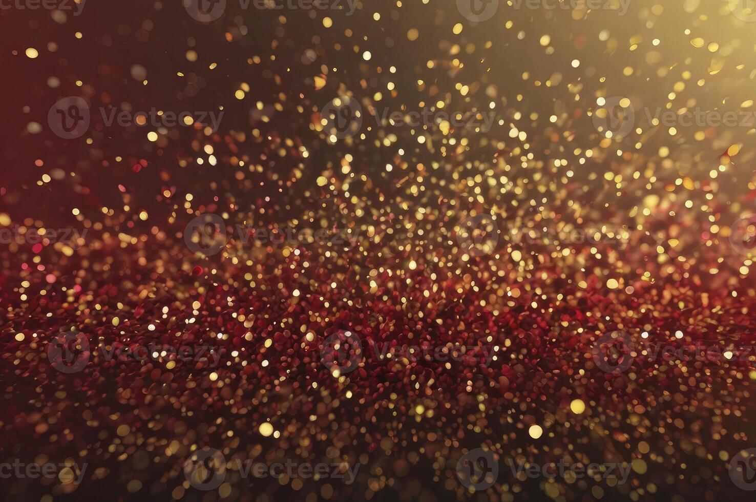 Falling Golden Glitter and Sparkles with Dark Red Tones for Backgrounds photo