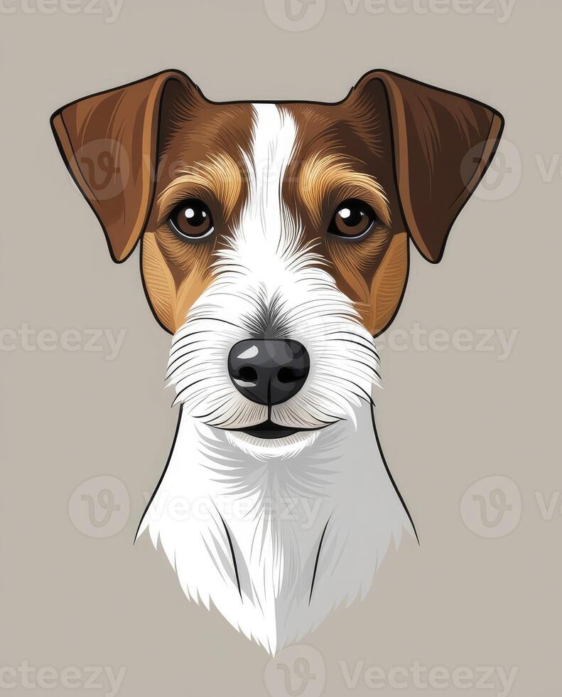 Jack Russell Terrier Portrait Head Illustration in Frontal View photo